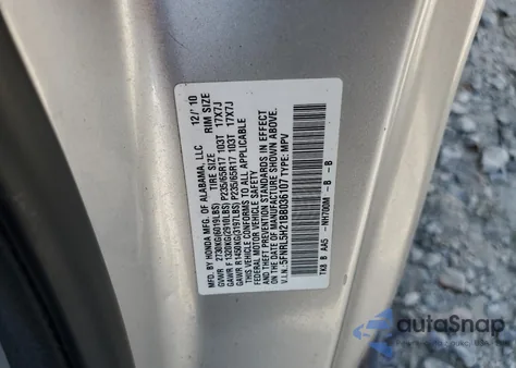 2011 Honda Odyssey Lx z USA, uszkodzony, nr VIN 5FNRL5H21BB036107
